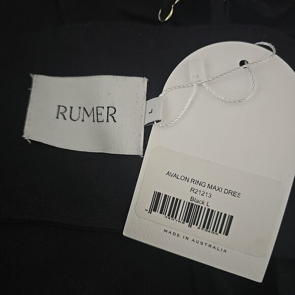 NWT Revolve Rumer The Label Avalon Ring Black Linen Maxi Dress Womens size Large - Picture 3 of 9